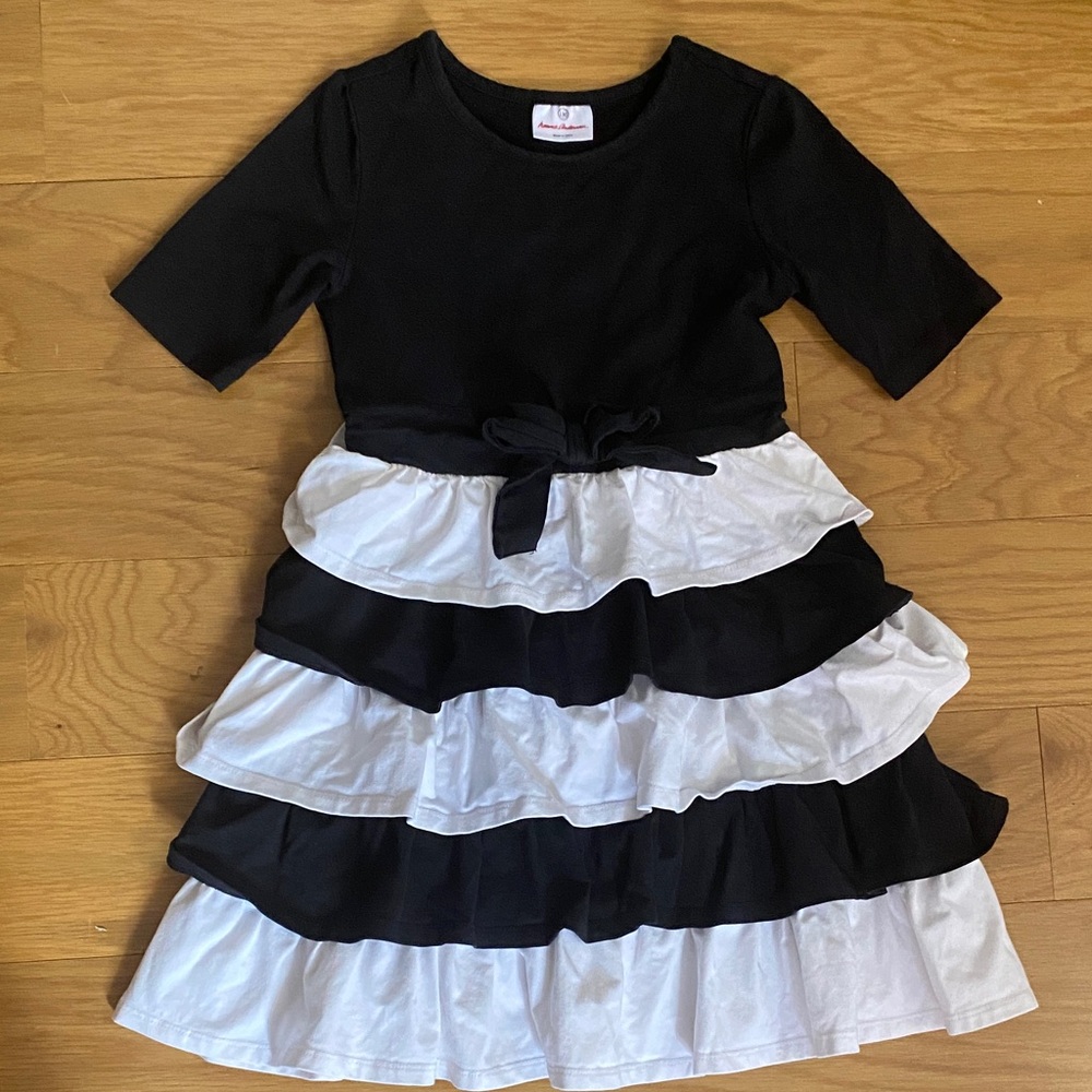 Hanna Andersson Black and White Ruffled Tiered Dress